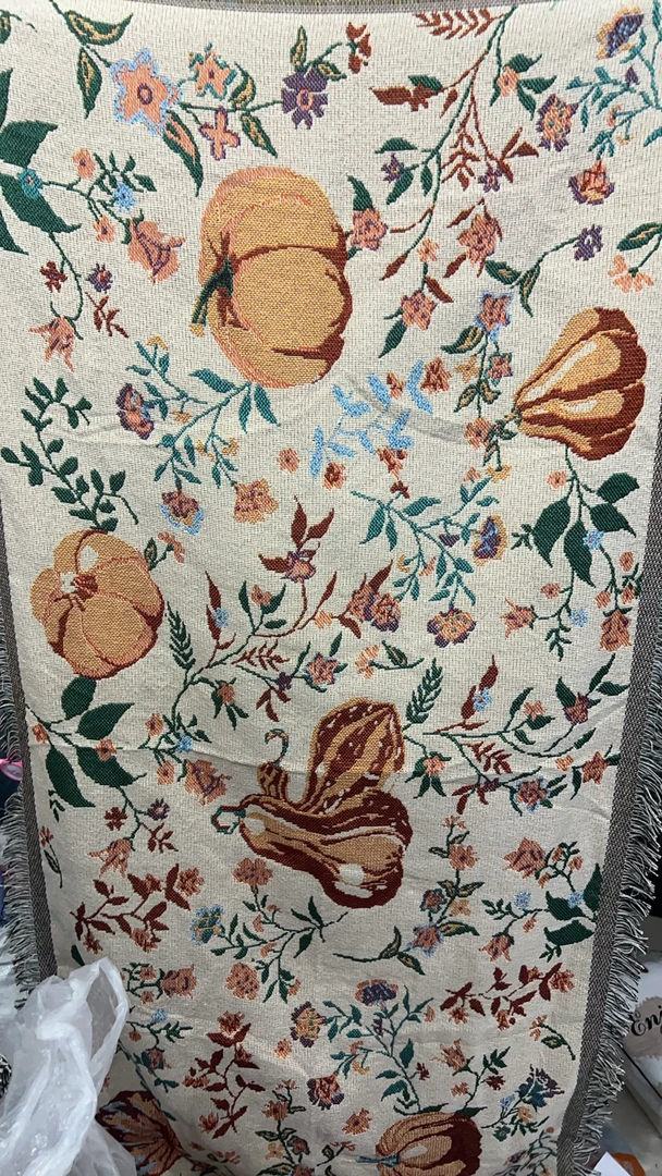 南瓜90*180编织流苏沙发巾