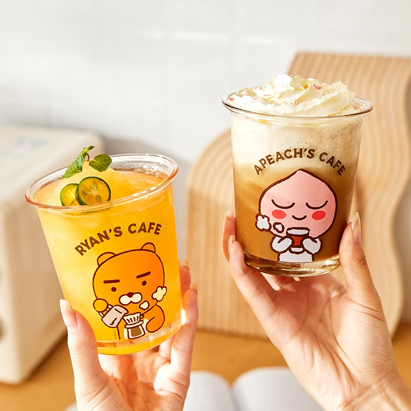 满朝佳KAKAO玻璃杯女生高颜值办公室喝水杯家用可爱果汁杯子