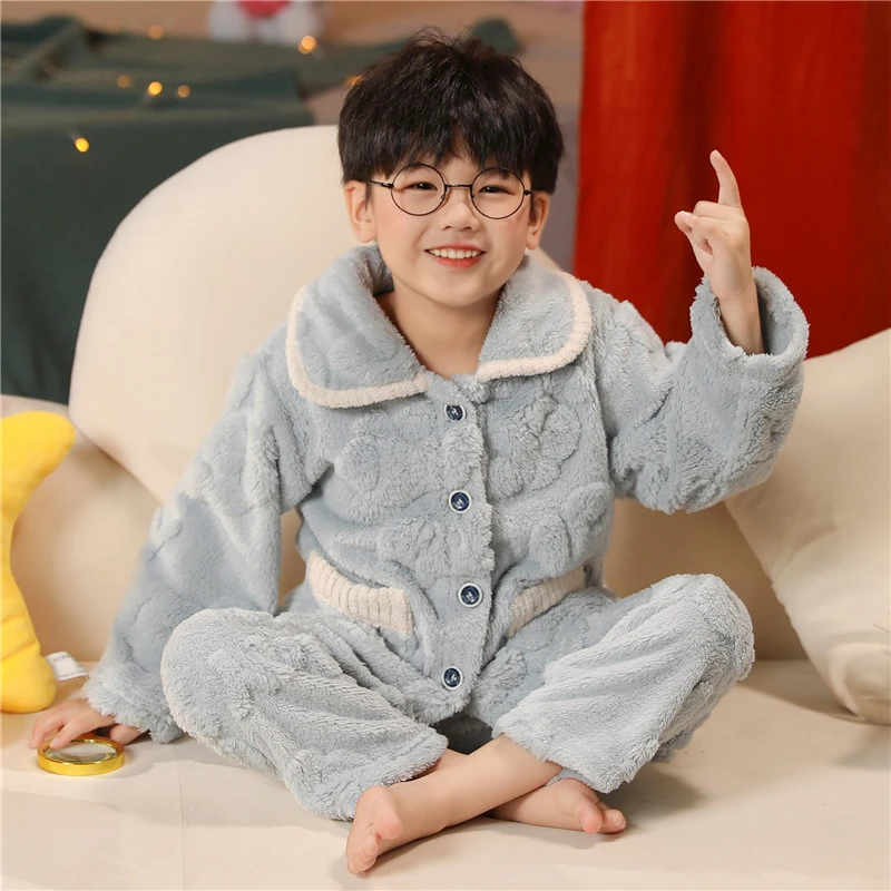 儿童睡衣法兰绒2024冬季新款女童家居服珊瑚绒女宝宝中大童亲子装