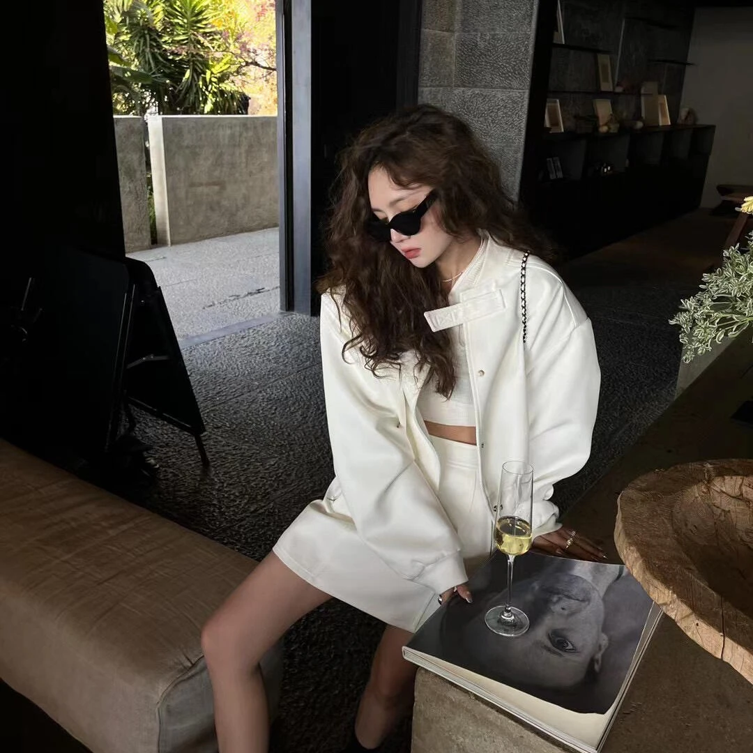 2025夏季新款休闲套装美式复古气质小个子网红白色时尚宽松韩版