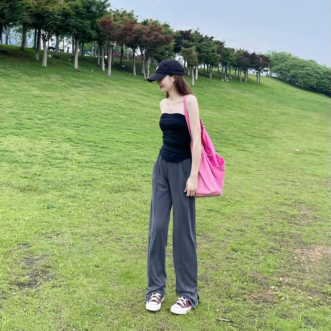 法式一字肩黑色抹胸背心女夏季性感辣妹修身显瘦露肩裹胸上衣外穿