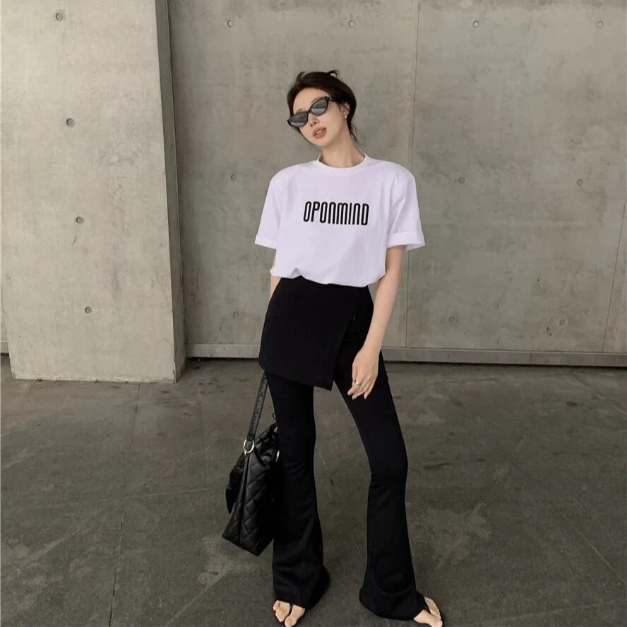 韩版简约字母印花短袖t恤女2025年夏季新款休闲宽松百搭半袖上衣