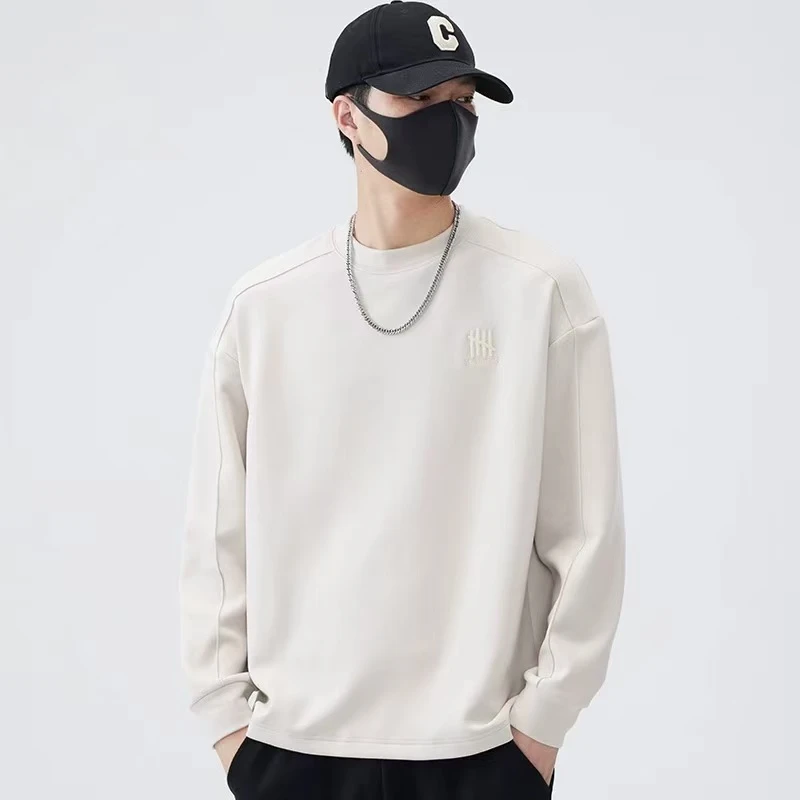 秋冬新款百搭休闲刺绣双面法兰绒高弹基础打底宽松长袖内搭 3156#