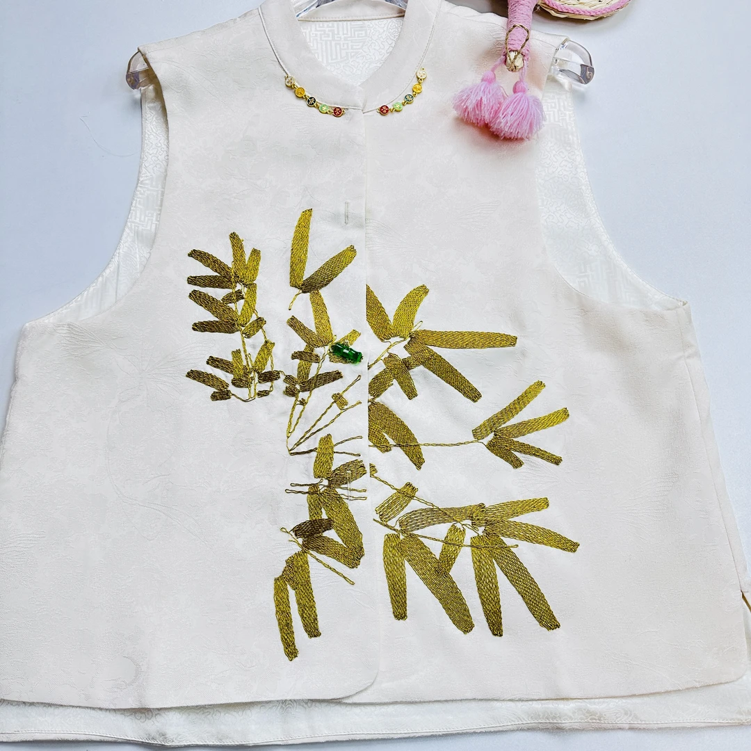 【陈陈家】（竹叶刺绣）新中式国风马甲