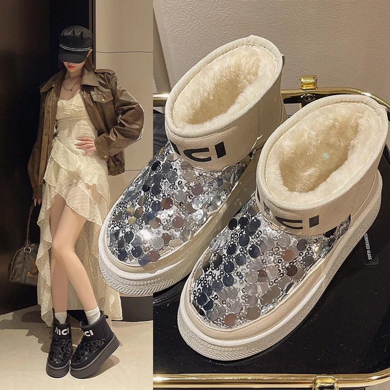 松糕厚底雪地靴女款2024秋冬新款户外抗寒加绒保暖防水防滑大棉鞋