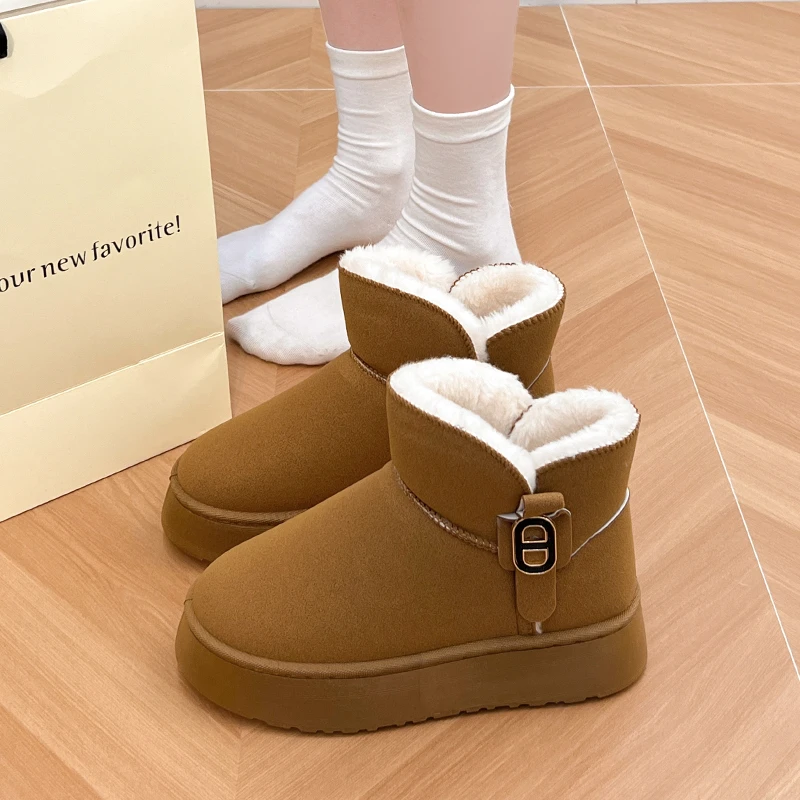 厚底雪地靴女户外抗寒2024年新款冬季加绒保暖防滑短靴东北大棉鞋