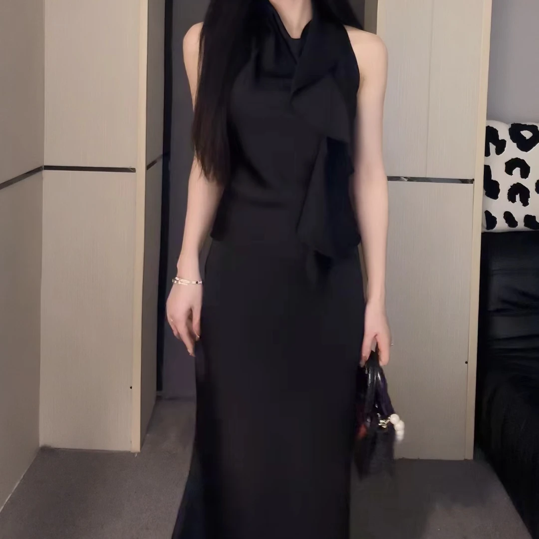 DM【沪上名媛】夏季新款法式性感高端气质上衣鱼尾半身洋气裙子套装