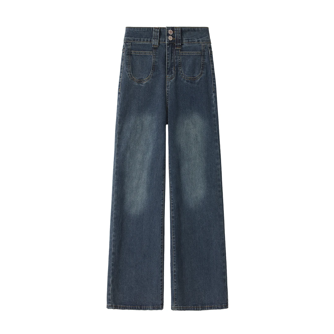 【zonefive】春秋新款高腰弹力阔腿裤女微喇裤子休闲百搭女裤