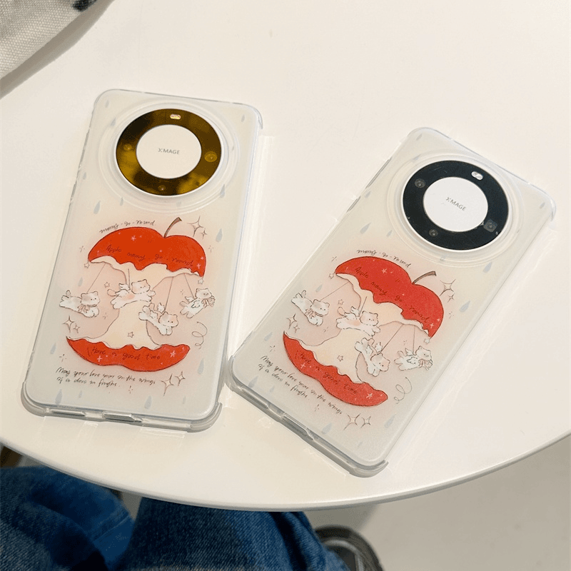 苹果旋转猫咪卡通趣味高档防摔适用华为mate60pro+手机壳个性女款