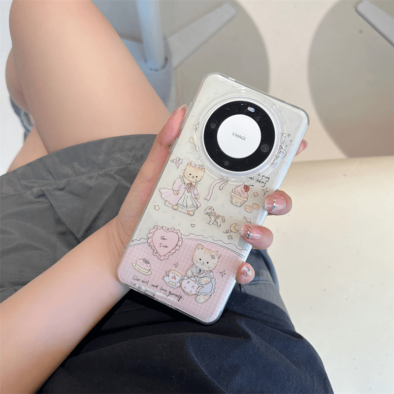 爱心甜品猫咪小清新硅胶高级感适用华为mate60pro+手机壳防摔女款