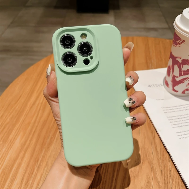 开心果液态硅胶适用华为苹果15promax全包手机壳防摔11纯色14女款