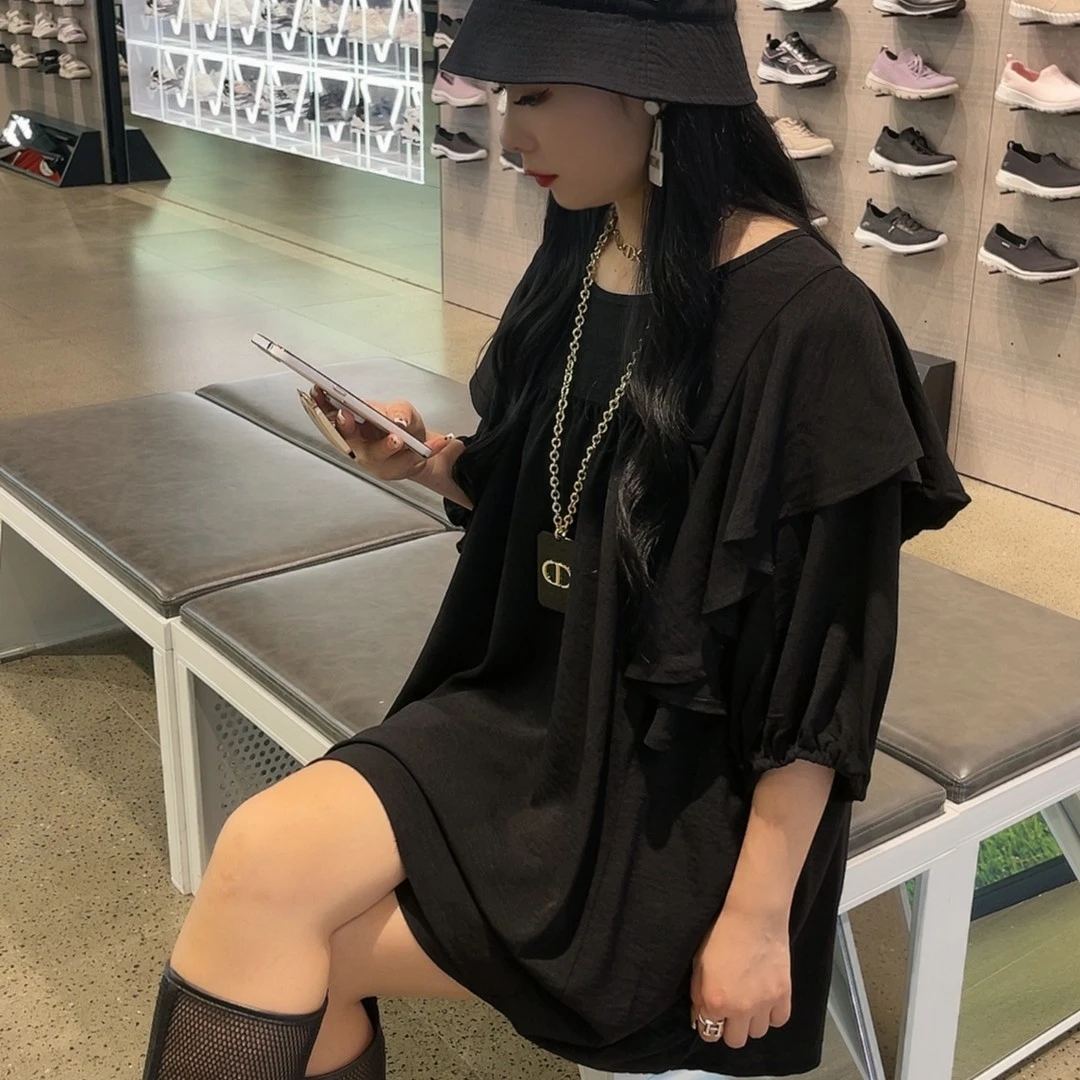兰菲衣度爆款夏季荷叶边宽松套装显瘦休闲时尚上衣+短裤两件套女