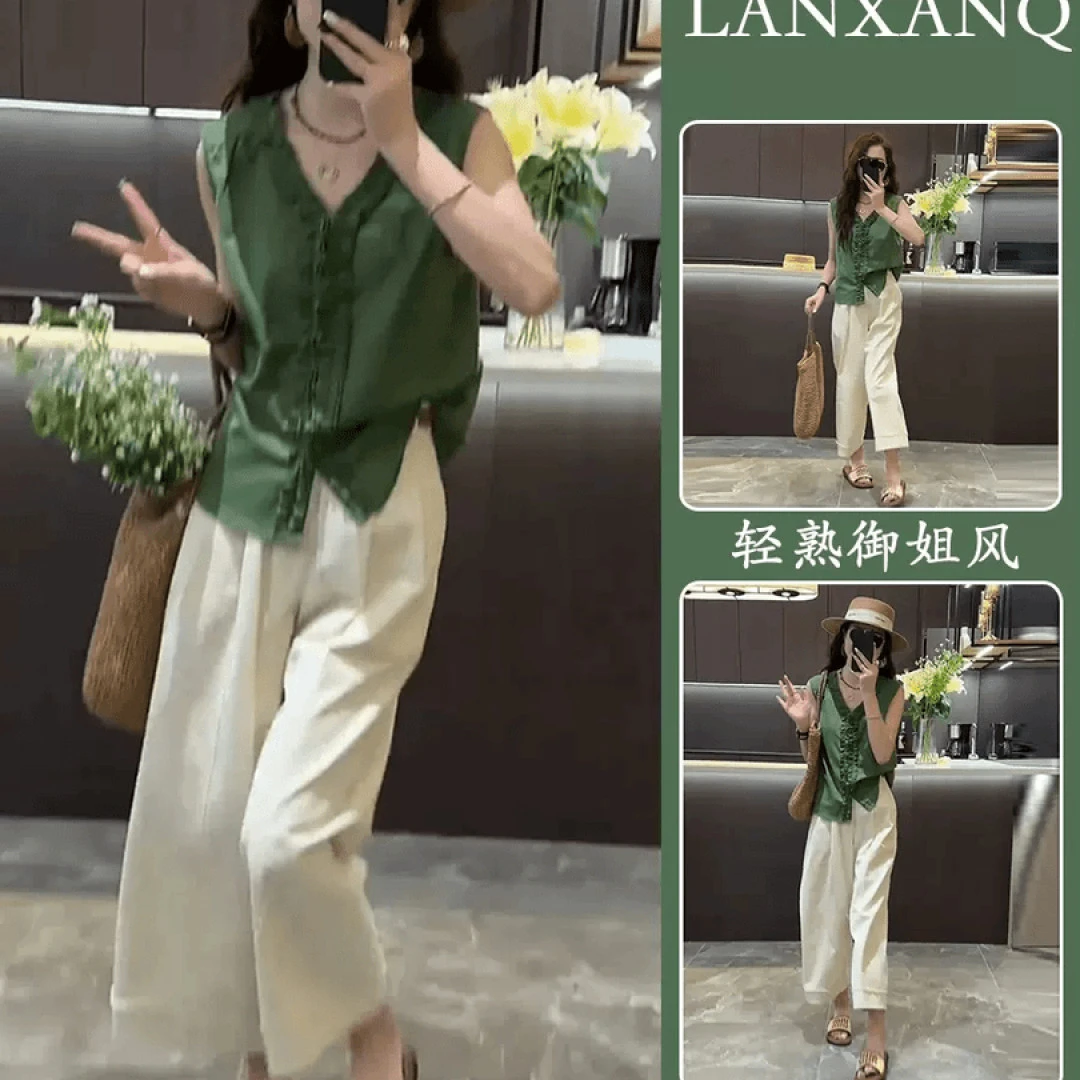 微胖穿搭一整套2024夏季新款网红炸街套装小香风茶里茶气上衣女潮