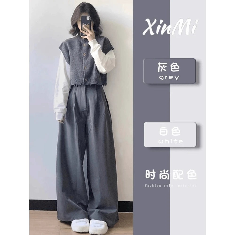 秋季女装搭配一整套2024新款微胖减龄高级感盐系韩剧穿搭三件套装