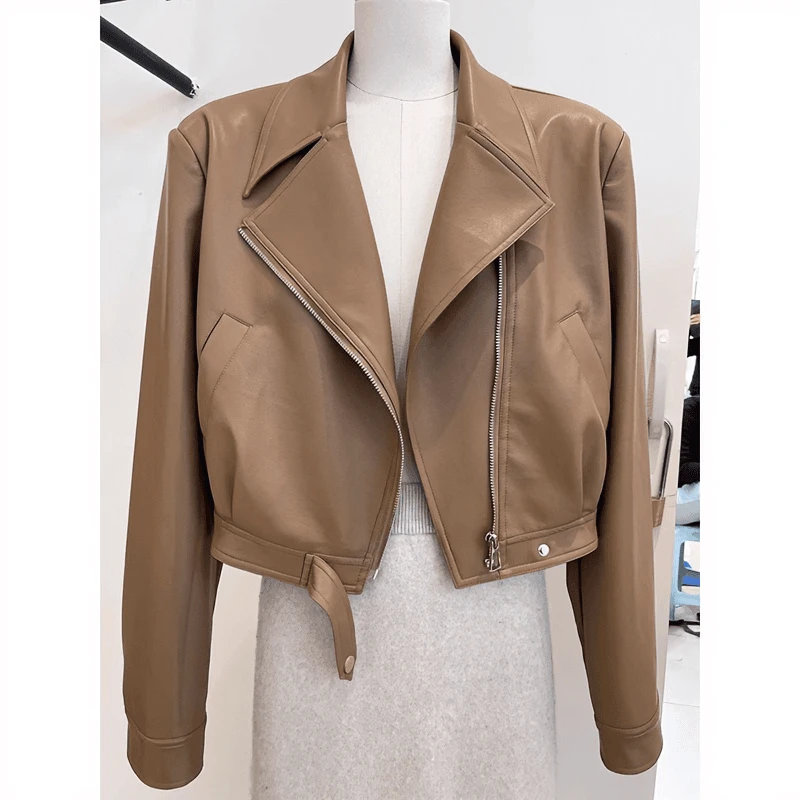 皮衣大码女装港风复古皮夹克外套女春季机车服胖mm百搭显瘦小个子
