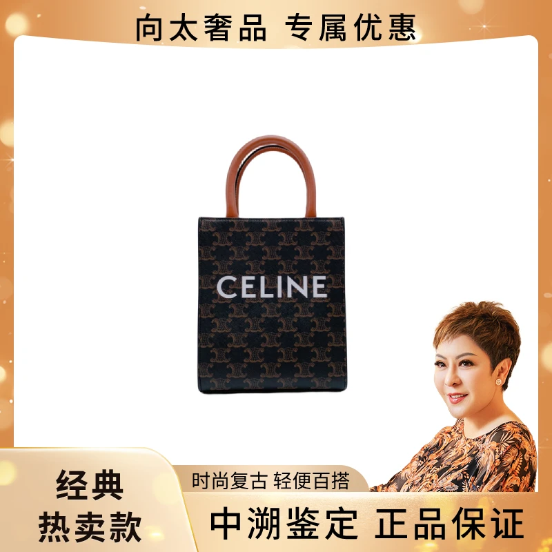 99新 Celine/思琳 CABAS 标志印花竖款风琴包 小号/MINI