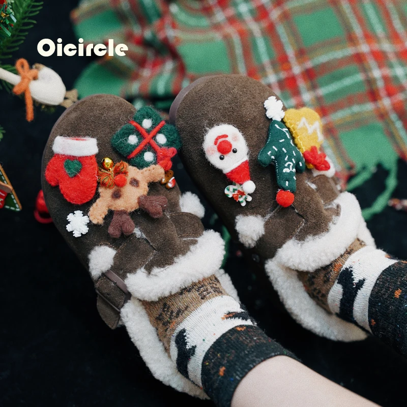 OICIRCLE原创设计【叮叮当当】冬季包跟勃肯鞋羊毛洞洞鞋diy鞋花