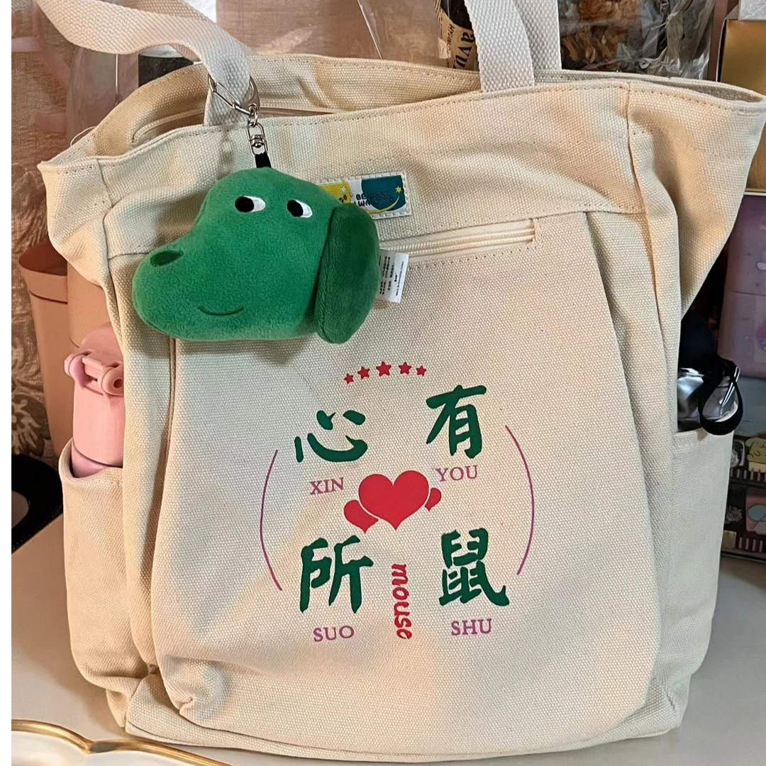 休闲时尚单肩帆布包学生补习袋多功能多兜拉链加厚帆布袋