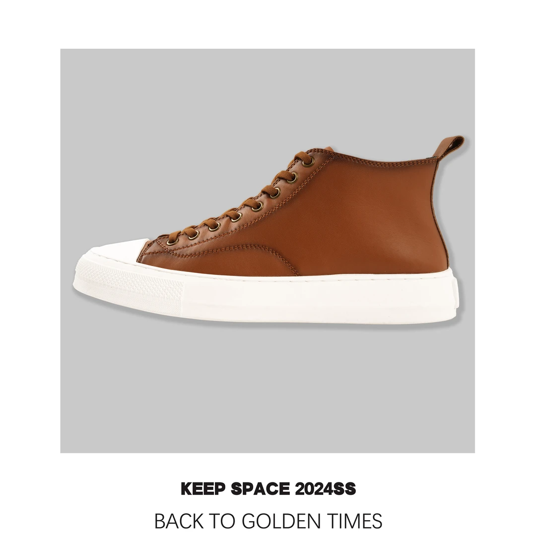 型致透气软皮复古擦色高帮系带休闲板鞋24131#7001