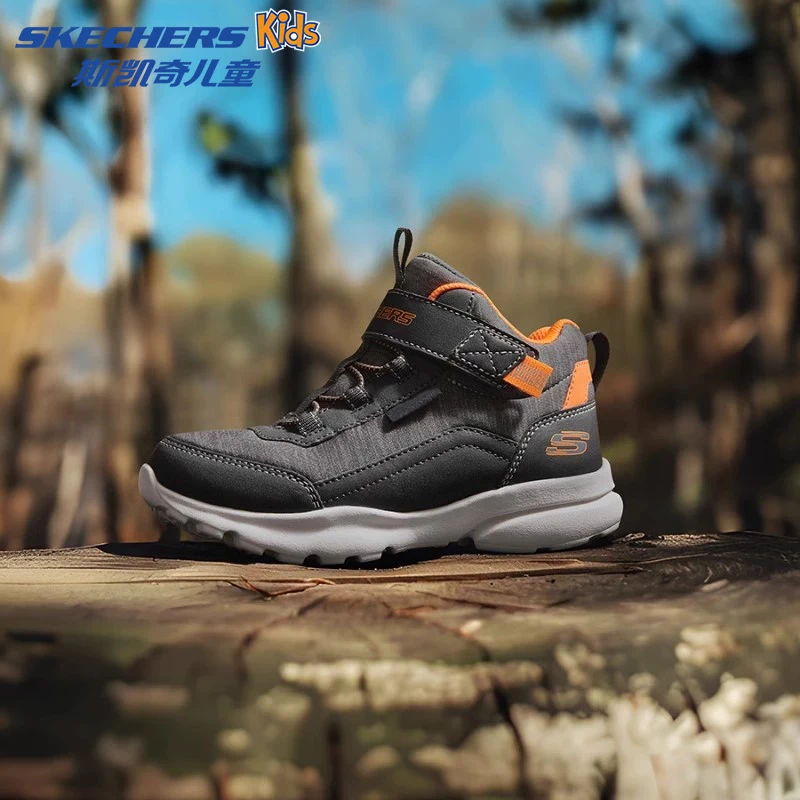 斯凯奇儿童男童秋冬季舒适魔术贴休闲防滑保暖减震高帮运动雪地靴