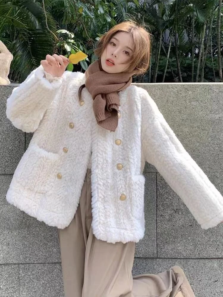 Z款-翻领高级感小香风外套女2023小个子温柔风毛毛减龄上衣