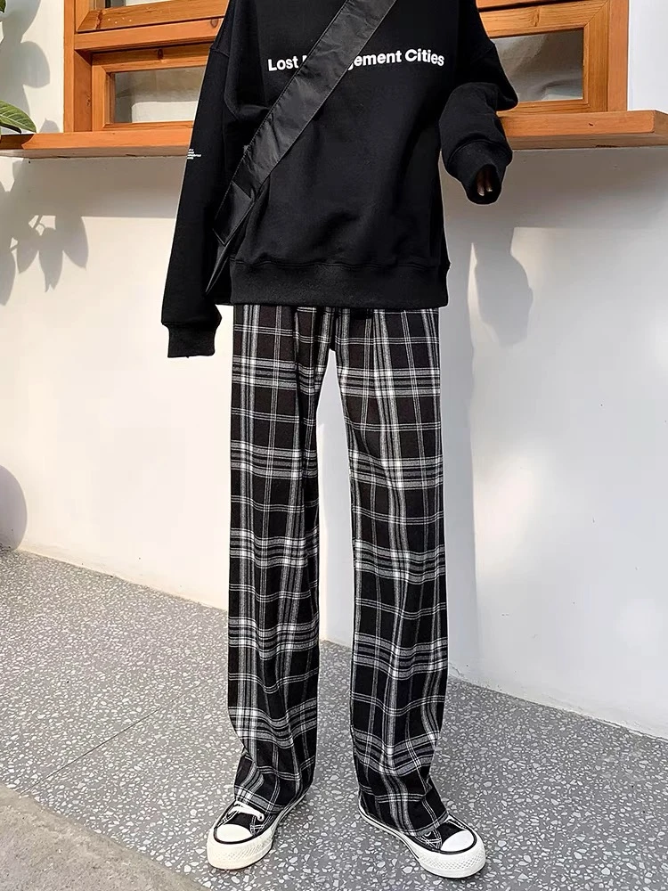 休闲裤春夏睡裤女长裤可外穿裤薄款格子宽松家居裤女遛弯裤宿舍裤