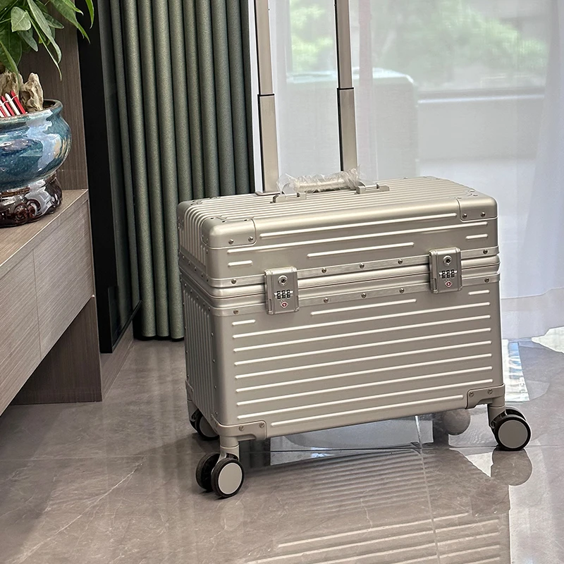 全铝镁合金上翻盖行李箱男女摄影箱空乘机长箱减震刹车万向轮硬箱