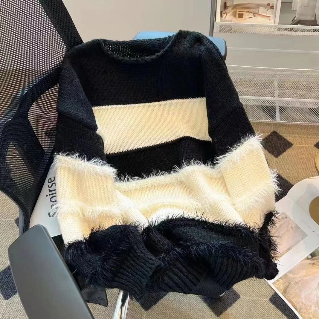 流苏毛衣女秋冬2023新款设计感小众宽松慵懒风针织衫