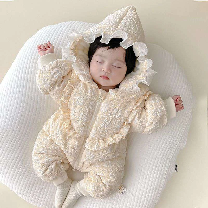 婴儿冬装连体棉服新生儿加厚洋气韩版公主女宝宝冬季保暖外出服