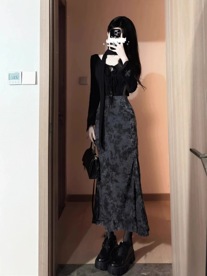 早秋穿搭一整套今年流行漂亮高级感新中式国风连衣裙子两件套装女