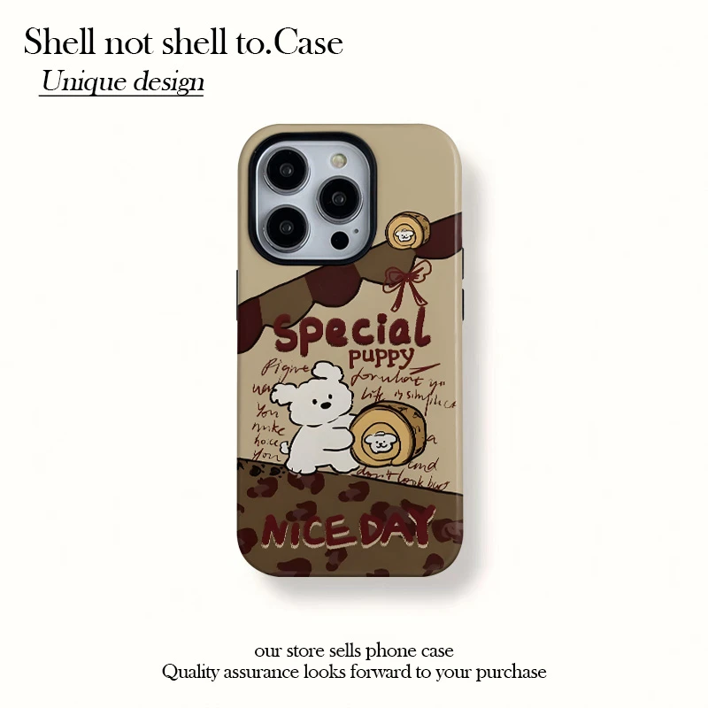 瑞士卷小狗磁吸菲林二合一适用苹果16/15pro手机壳14/13防摔12p女