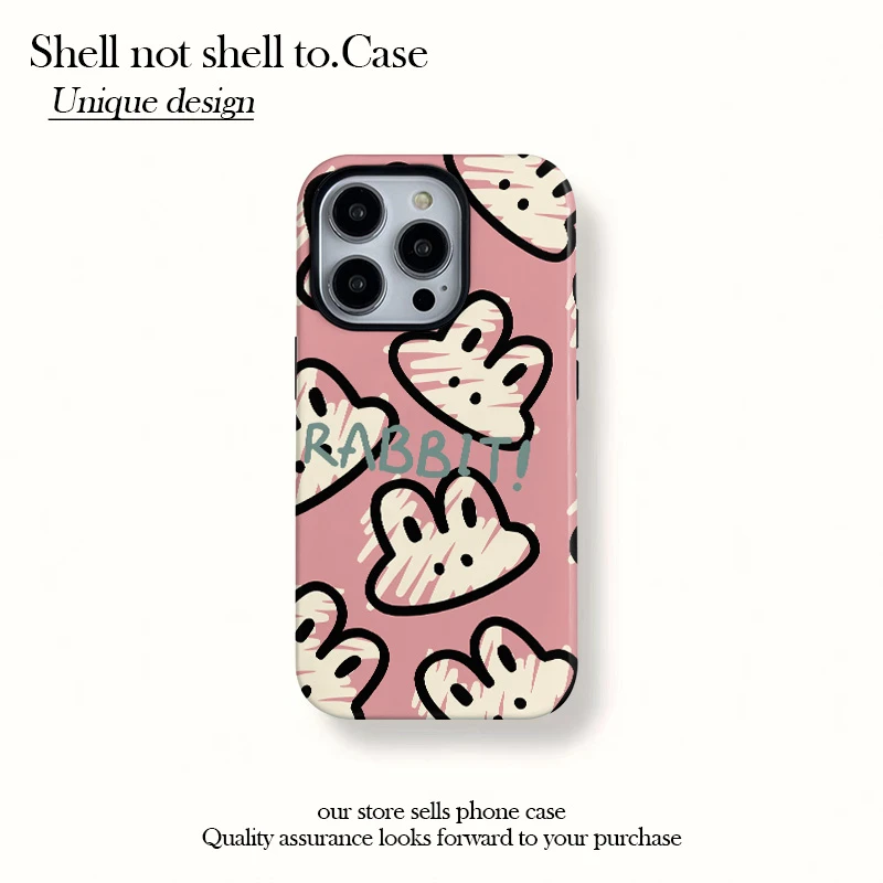 磁吸菲林二合一涂鸦兔子适用苹果16/15promax手机壳14/13创意12女