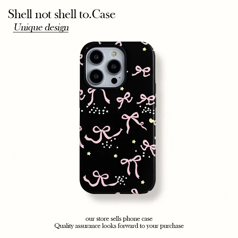 简约蝴蝶结磁吸菲林二合一适用苹果16/15pro手机壳14/13防摔女11