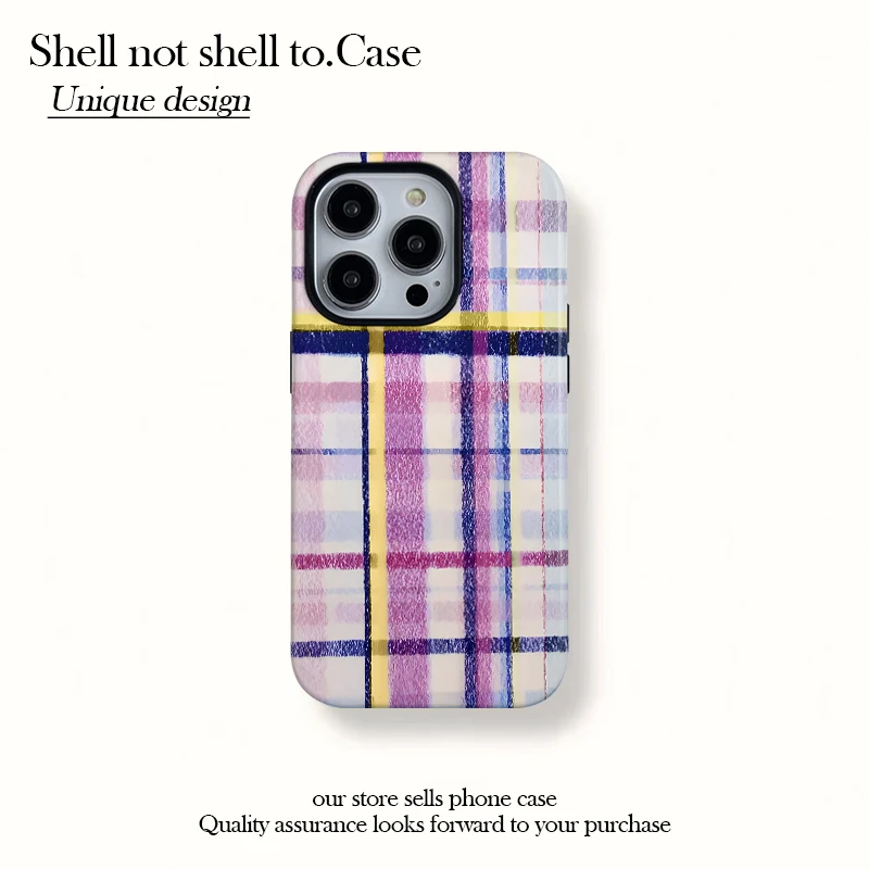 蜡笔条纹磁吸菲林二合一适用苹果16/15pro手机壳14/13防摔12套11