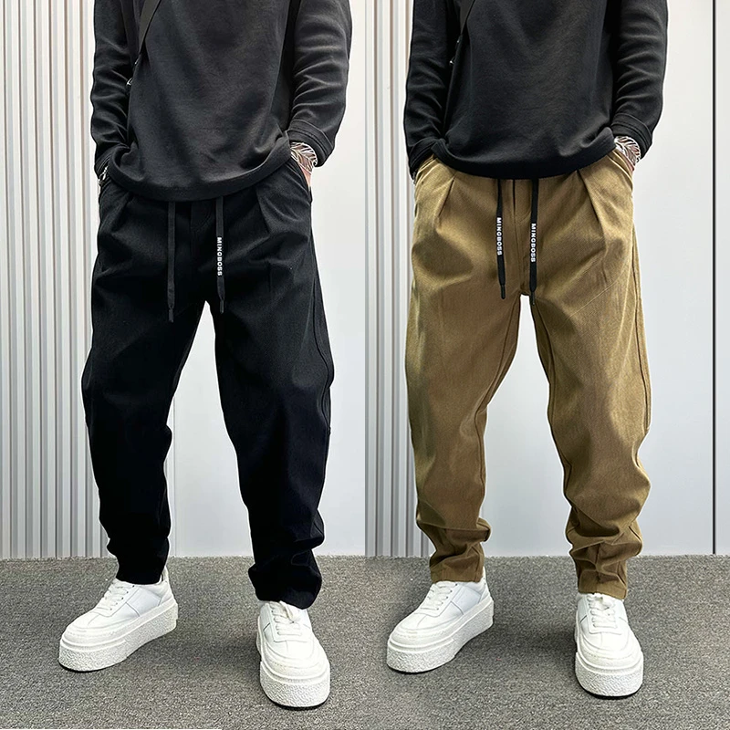 男裤夏季新款直筒休闲裤高级感潮牌男士哈伦工装裤纯色微锥裤子男