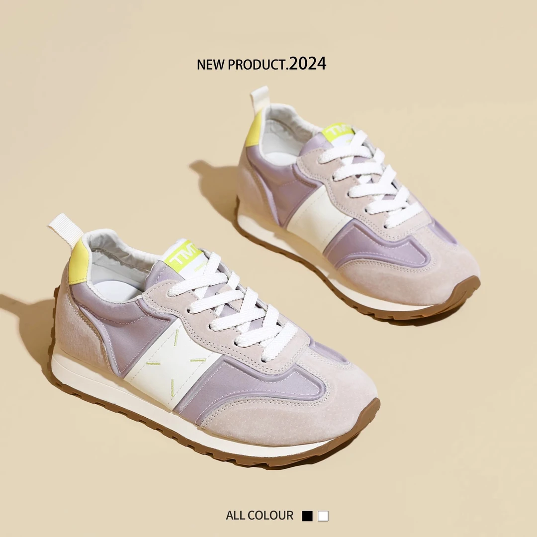 增高厚底真皮阿甘德训鞋女2024夏季新款平底显脚小爆款休闲运动鞋