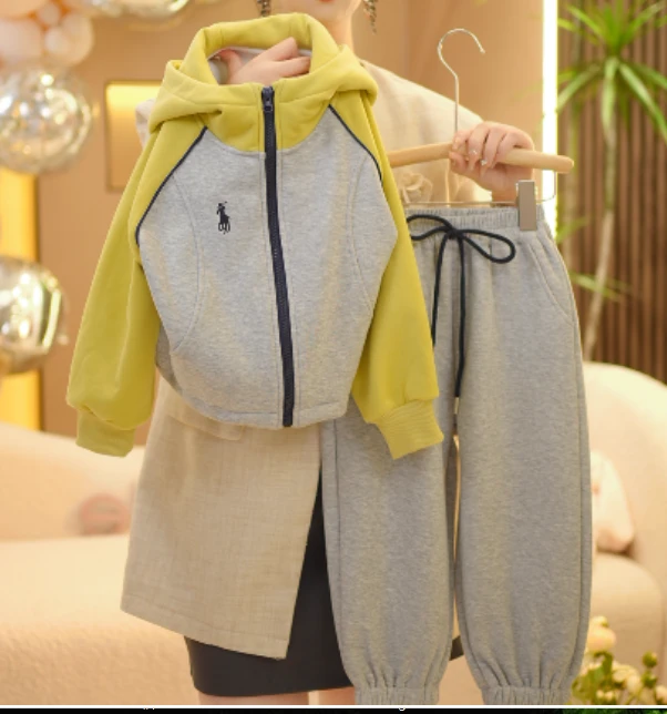 【现货在仓】25新款春秋韩版儿童运动洋气休闲时尚拼色百搭套装