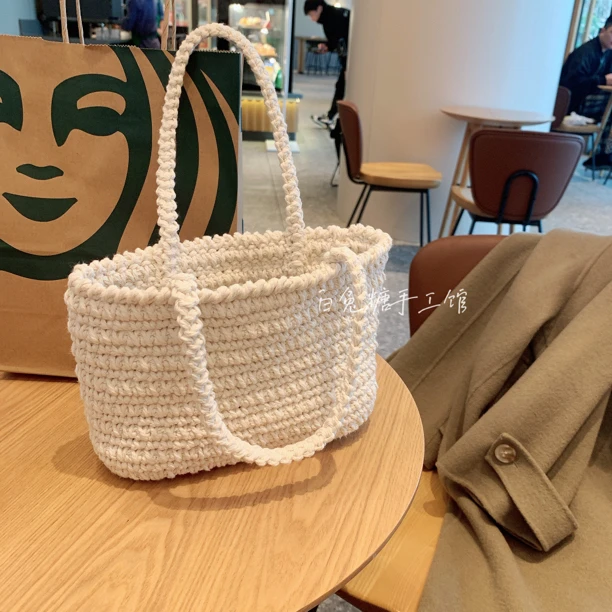 极简ins风手提包百搭腋下包毛线钩针编织材料包