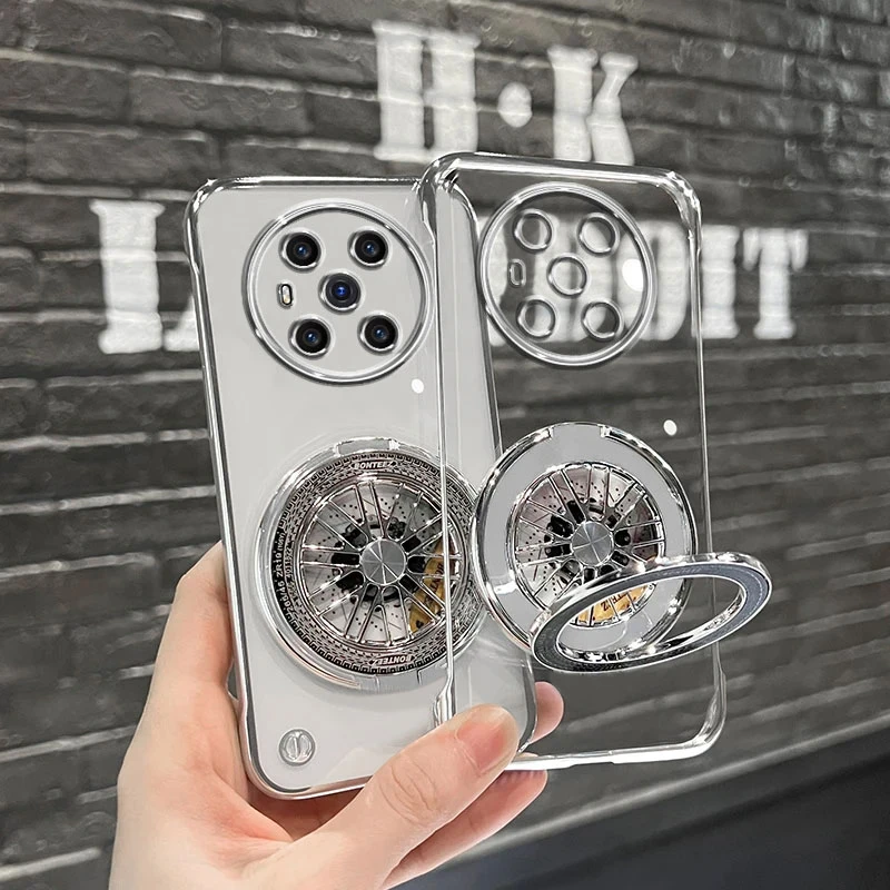 适用荣耀magic3/pro电镀无边框陀螺支架简约轻薄透明防摔手机壳