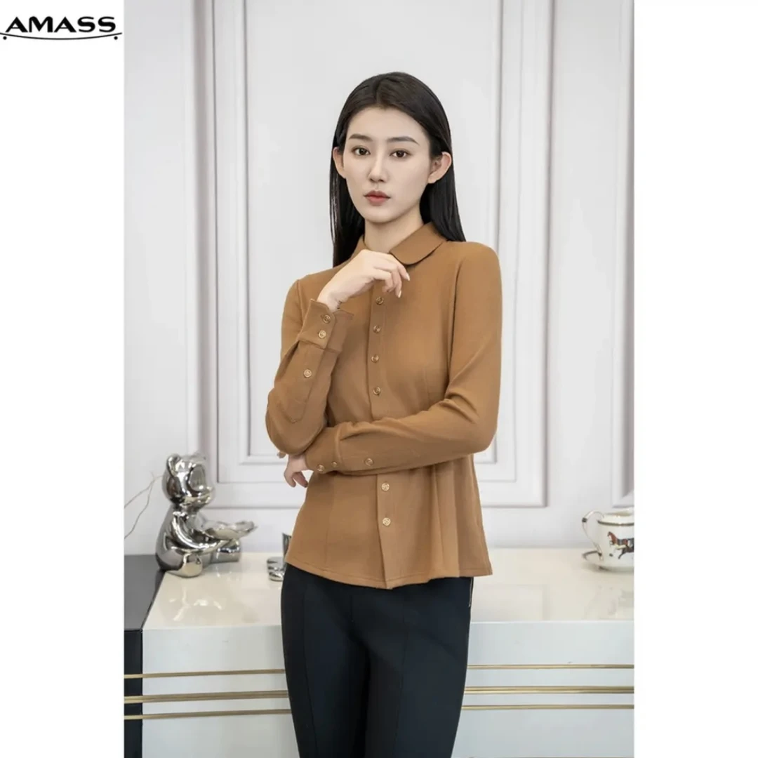 AMASS/阿玛施 轻职场新款时髦显瘦百搭时尚翻领衬衫5300528-2