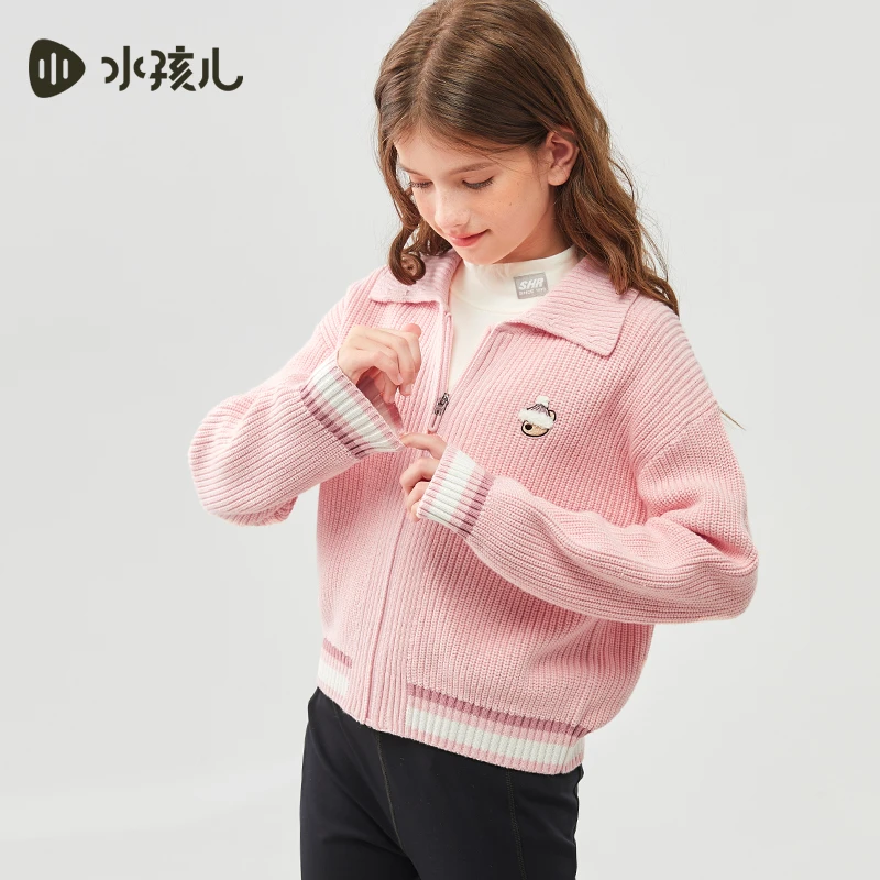 水孩儿童装2025春秋女童毛衣中大童针织衫小香风短款时尚潮流宽松