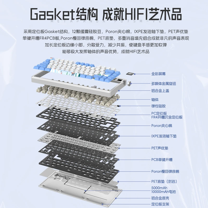 【新品】玄派PD75M-V2pro铝坨坨客制化机械键盘HIFI自定义彩屏键盘