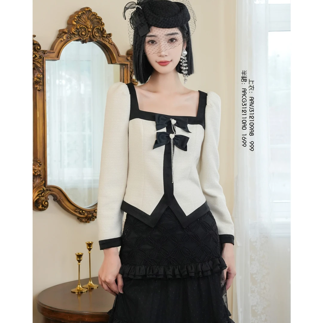 BAISI百丝上衣AAVJ312109A8黑白小香风