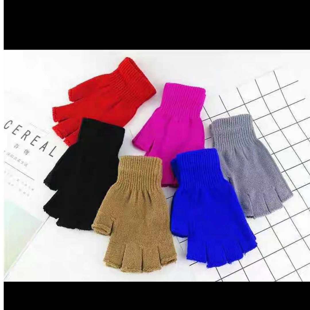 秋冬季针织半指保暖手套(颜色款式不挑)(一组2双)(7岁-成人)D3139