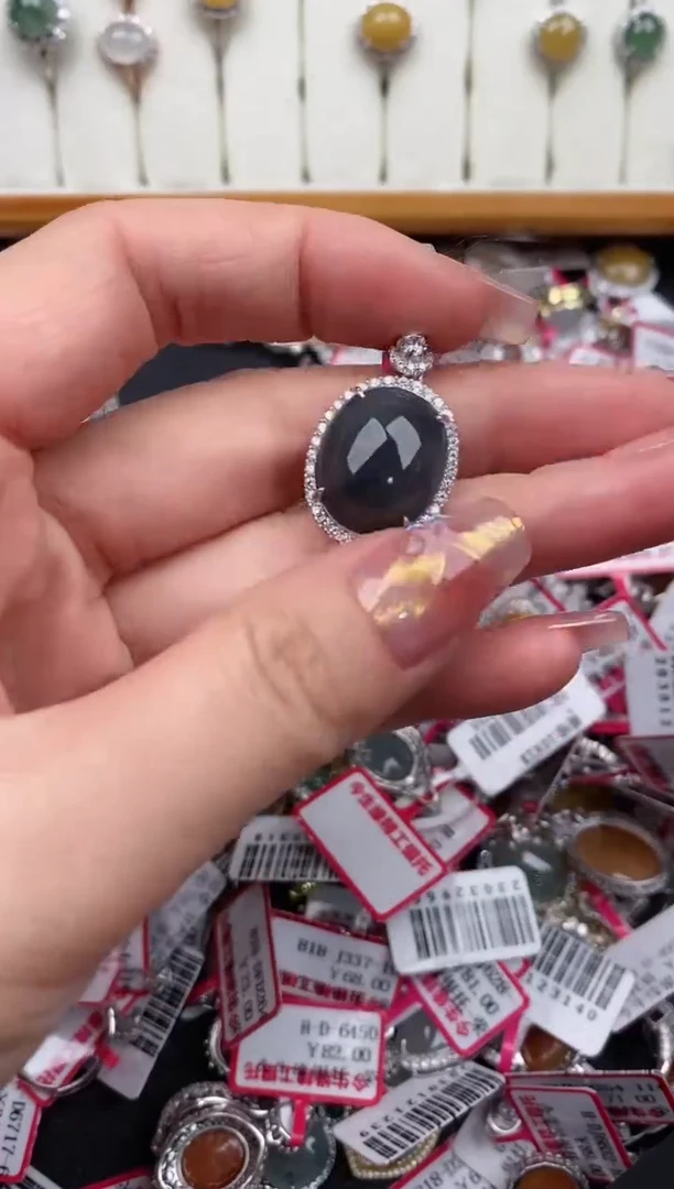 【闪购商品】翡翠戒指银S925镶嵌888888   9