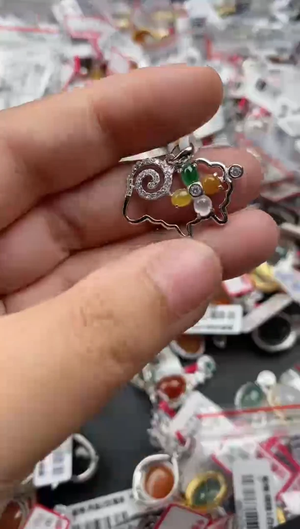 【闪购商品】翡翠戒指银S925镶嵌999999   3