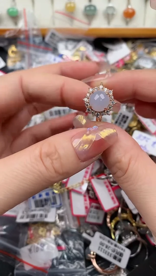 【闪购商品】翡翠戒指银S925镶嵌555555  1