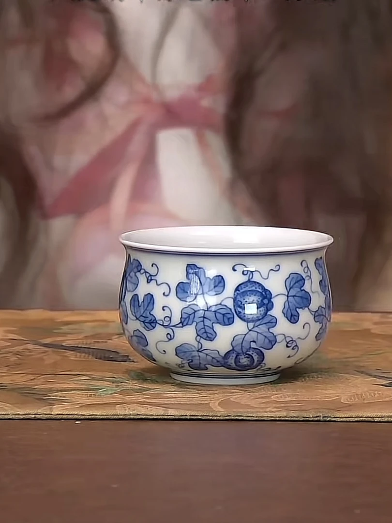 景德镇手工手绘瓜蝶炉式杯