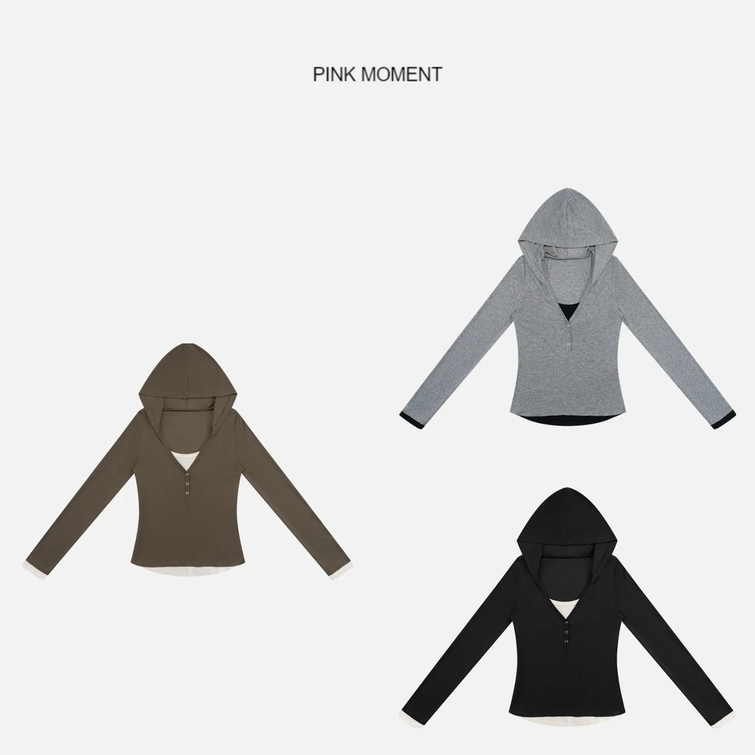 PM "法式安妮" 法式连帽假两件打底衫 NC1C0185