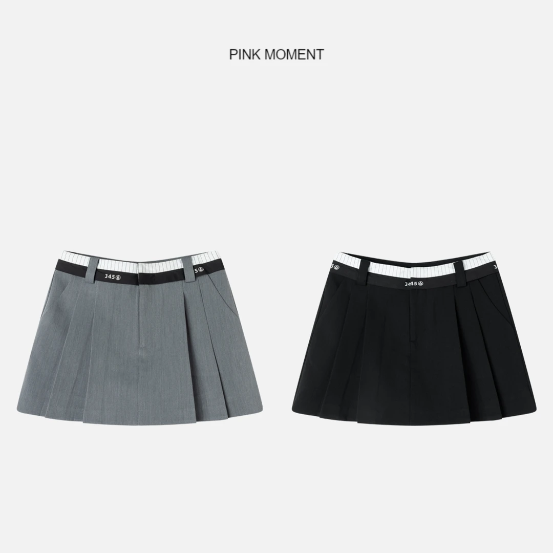 PM “香草拿铁” 美式学院风数字拼接腰头半身裙 NC1C0184